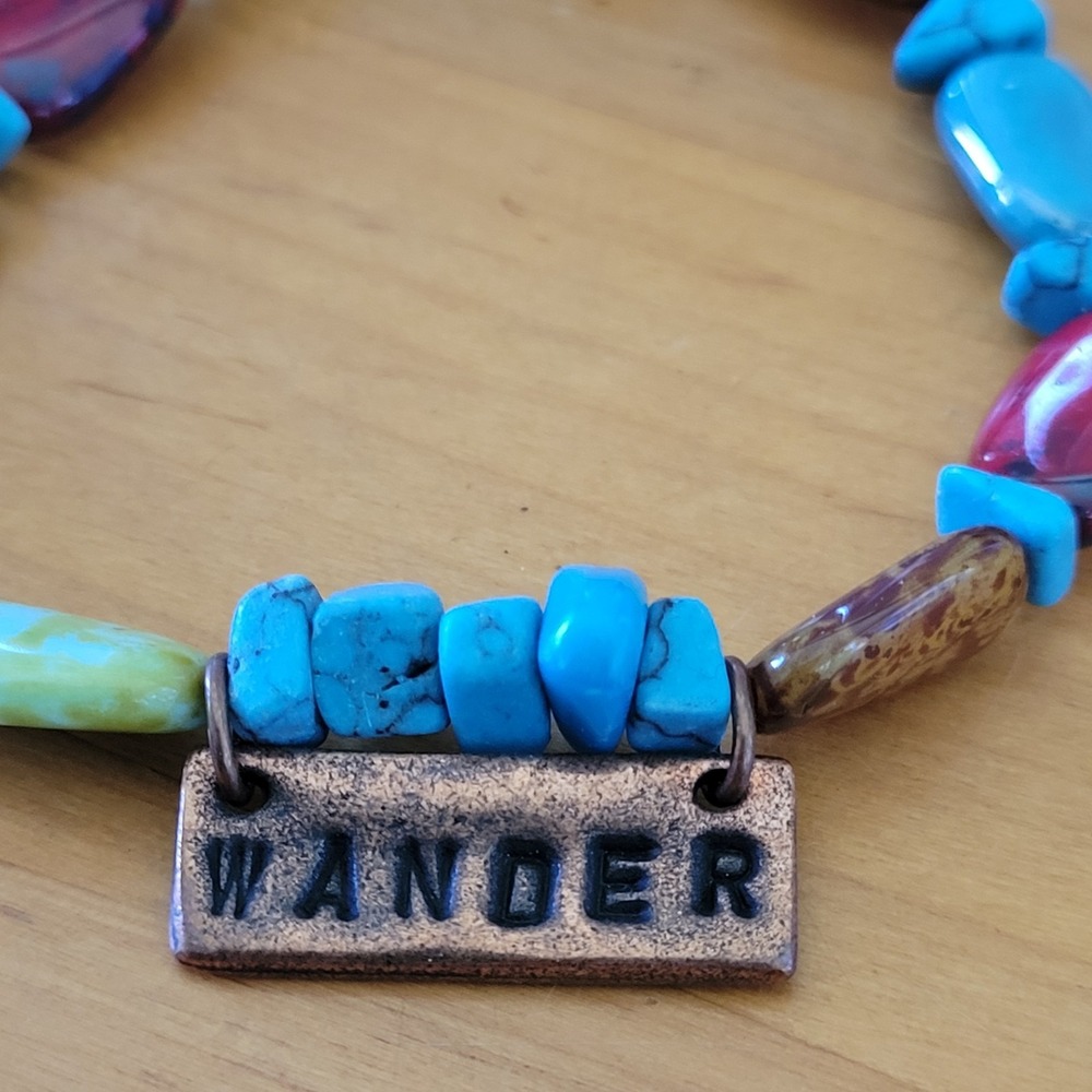 Boho Turquoise Mookaite Red Creek Jasper Bracelet Wander Charm Gemstone Bead